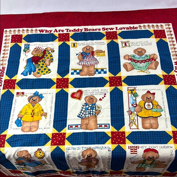 Teddy Bear Lap Quilt Fabric Daisy Kingdom - Picture 1 of 6